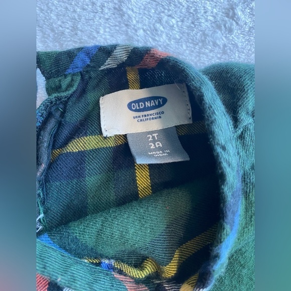 Old Navy Girl’s Tunic 100% Cotton Shirt Dress Pockets Green Plaid Size 2T GUC - Picture 7 of 9